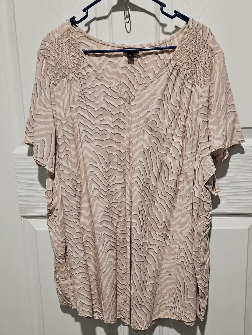 torrid Beige Zebra-Print Short Sleeve Blouse